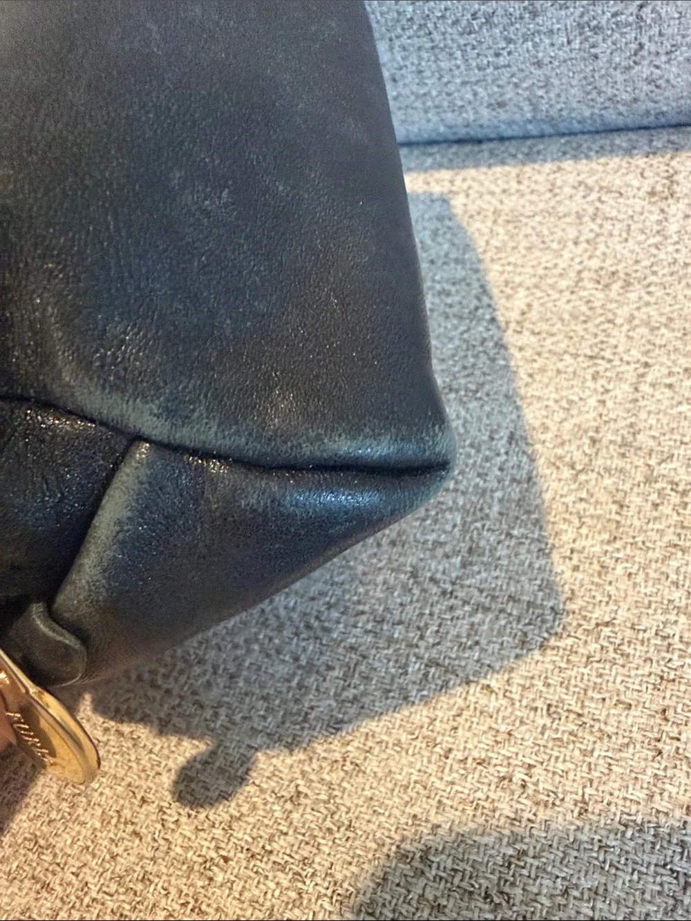 FURLA soft Black Leather Zip Pouch-Used-